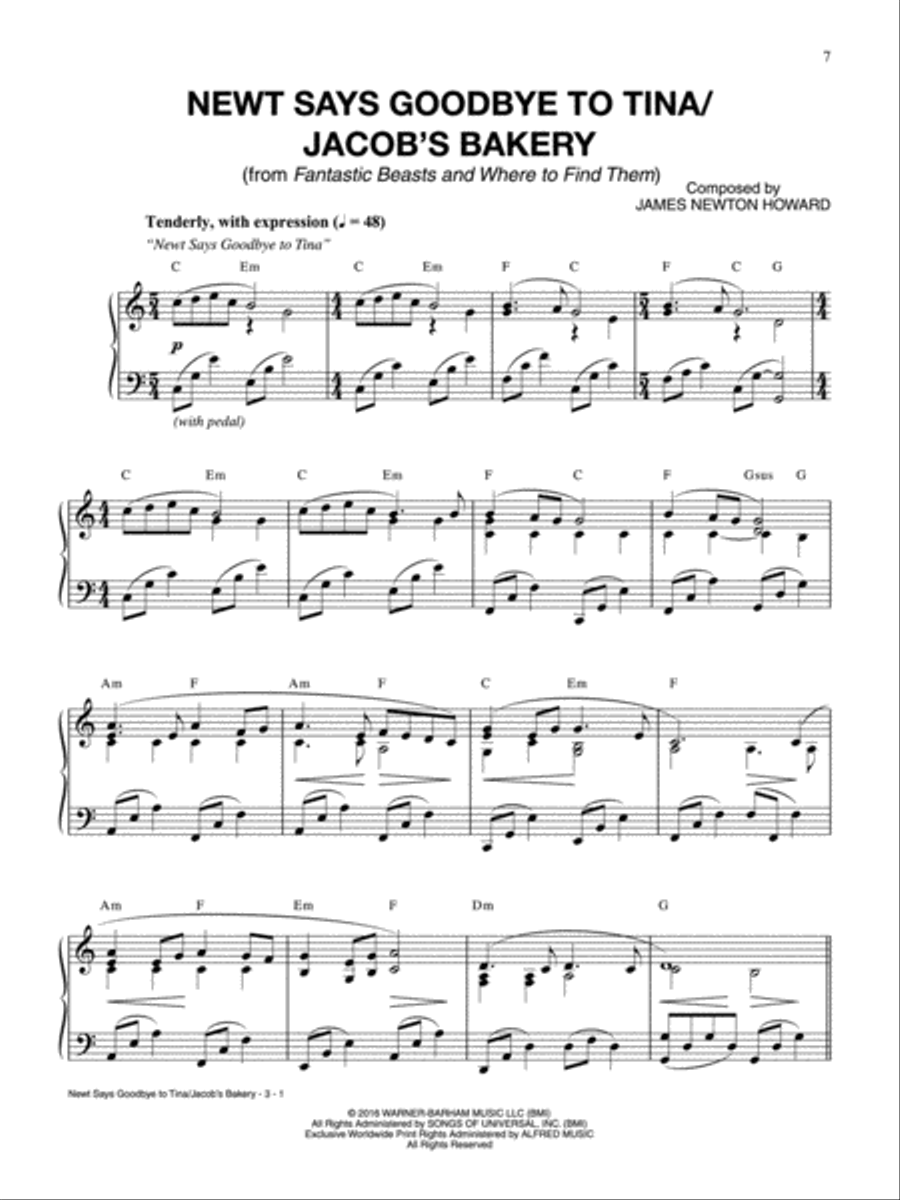 Selections from Fantastic Beasts and Where to Find Them Piano Solo scores gallery preview page 4