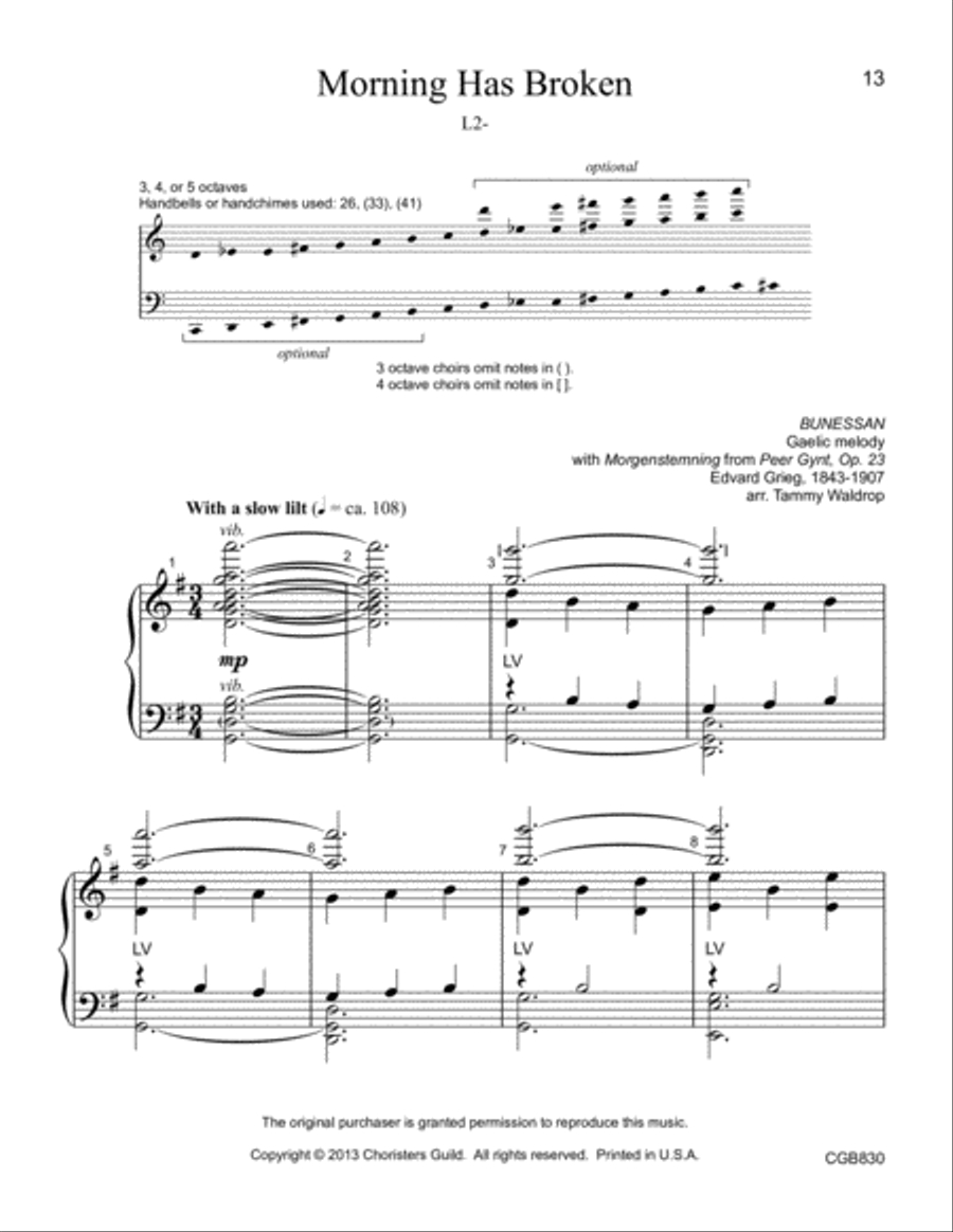 Spring Ring! (3-5 octaves) (Reproducible music for handbells or handchimes 5-Octaves scores gallery preview page 10