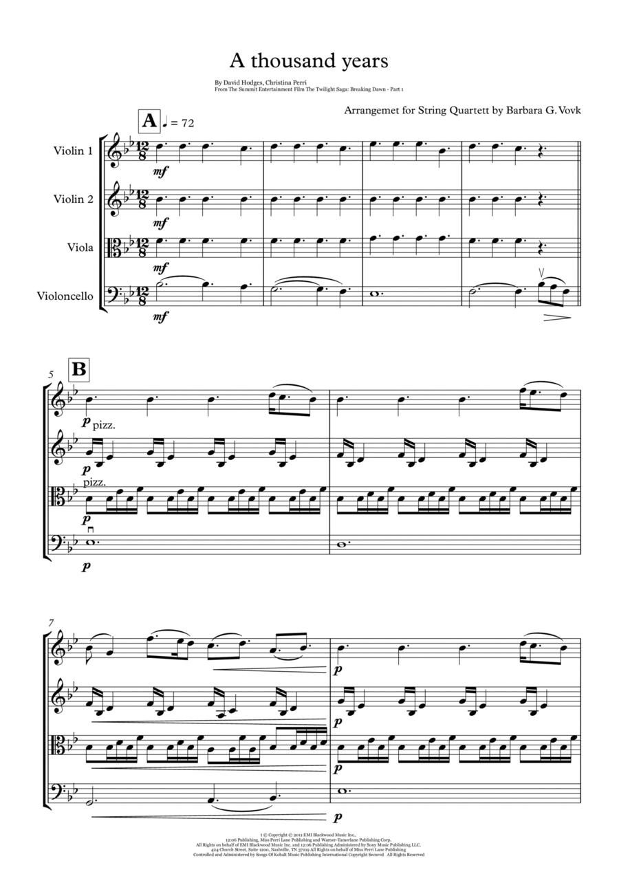 A Thousand Years String Quartet scores gallery preview page 1