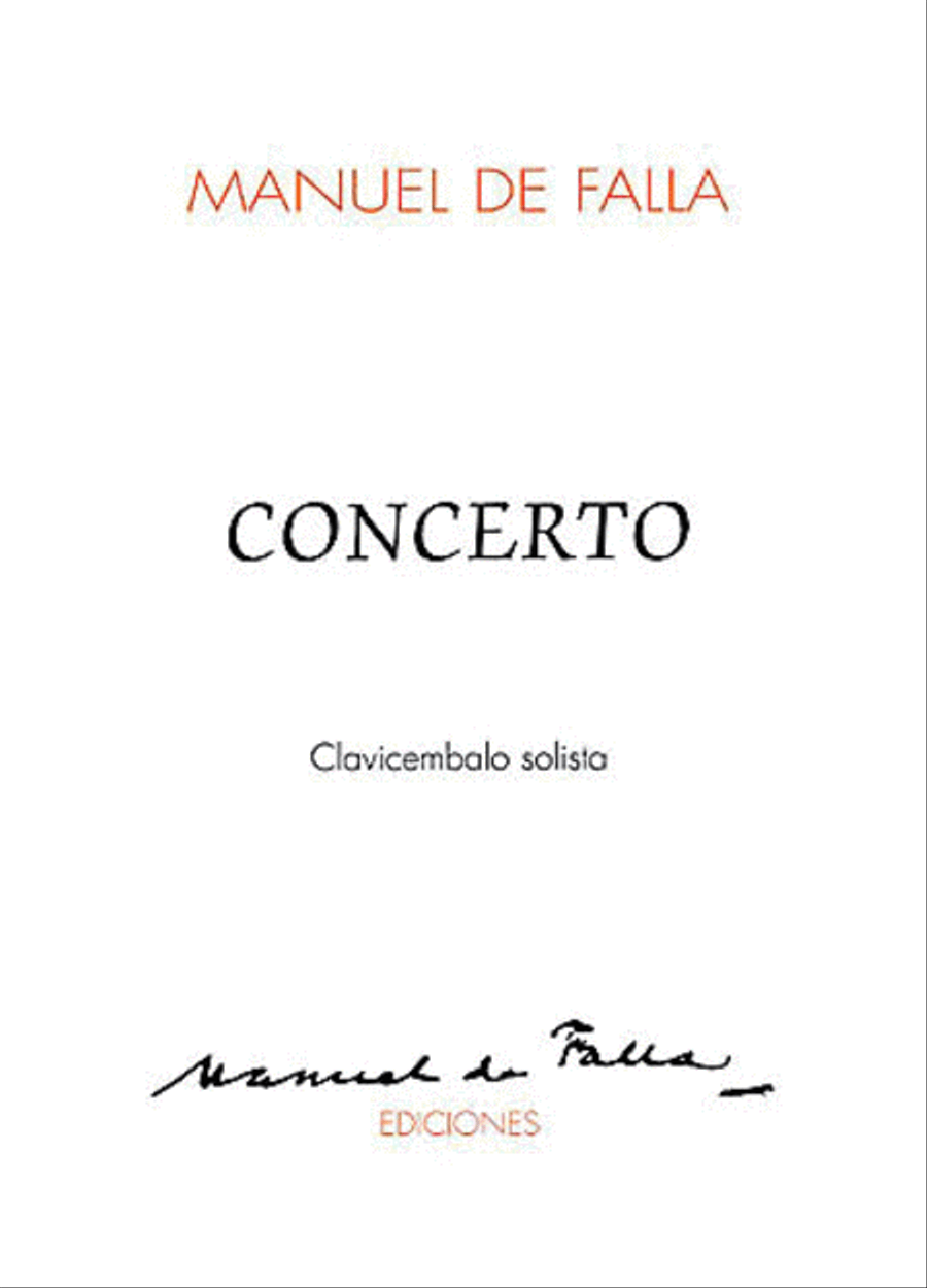 De Falla: Concerto for Harpsichord and 5 Instruments Harpsichord scores gallery preview page 1