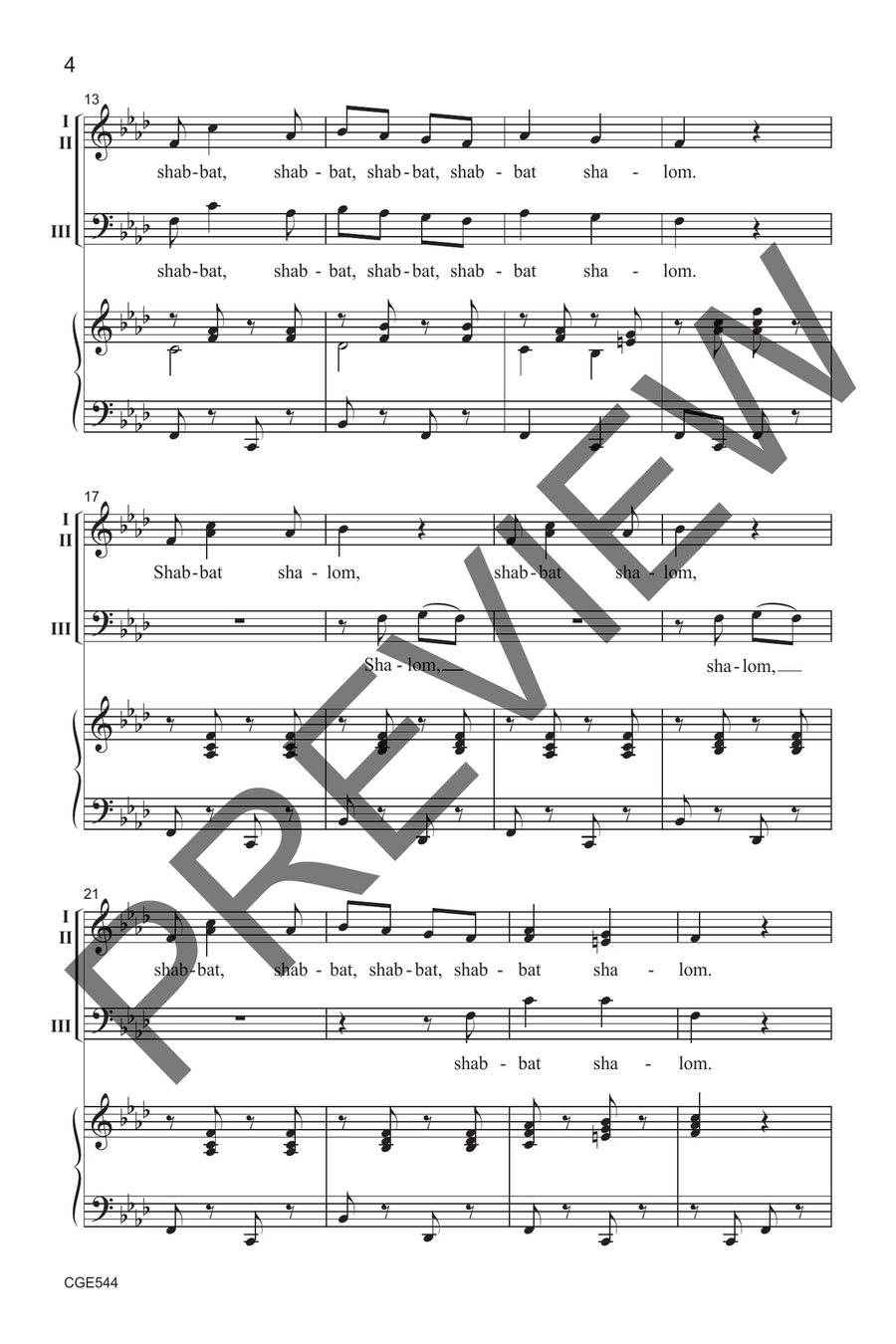 Shabbat Shalom (Three-part Mixed) 3-Part scores gallery preview page 5