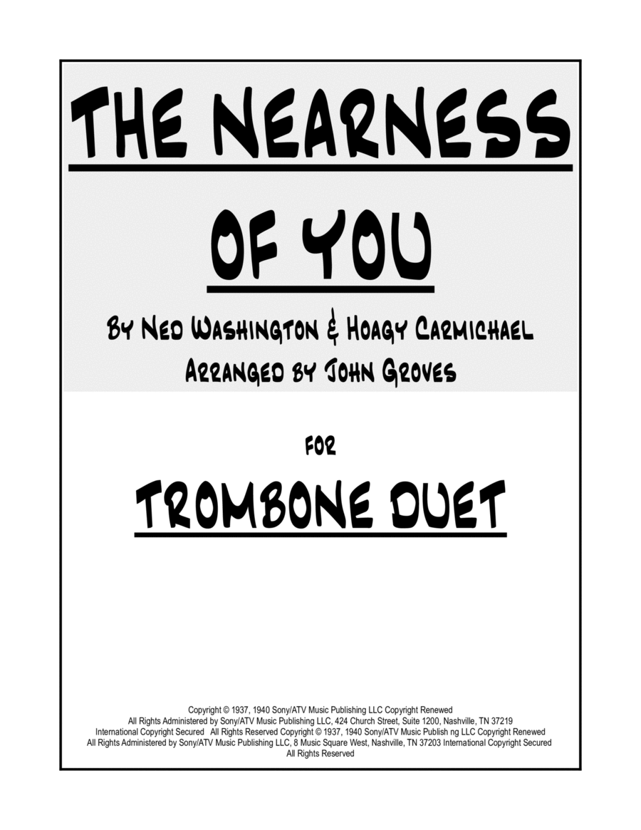 The Nearness Of You The Nearness Of You Trombone Duet scores gallery preview page 1