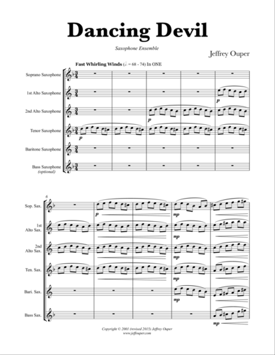 Dancing Devil (Saxophone Quintet) Saxophone Quintet scores gallery preview page 1