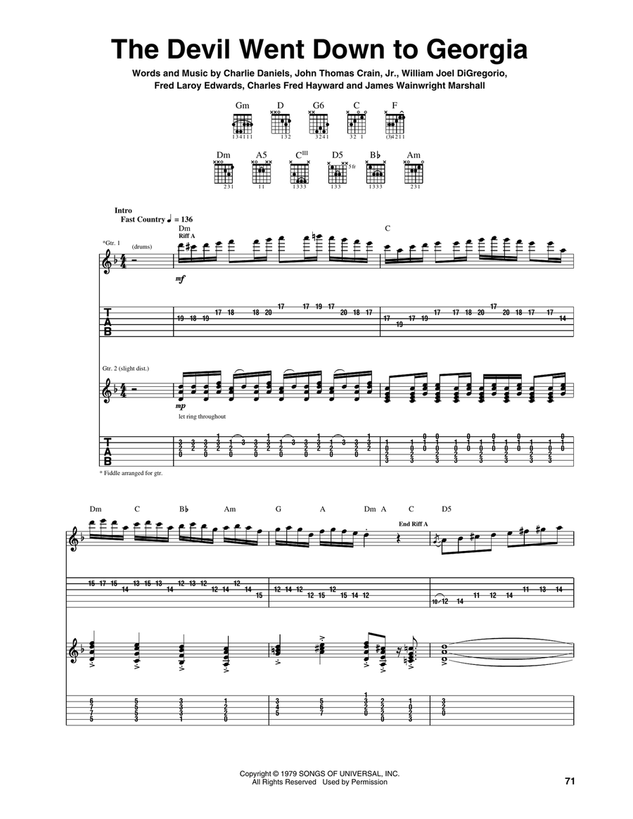 The Devil Went Down To Georgia Acoustic Guitar scores gallery preview page 1