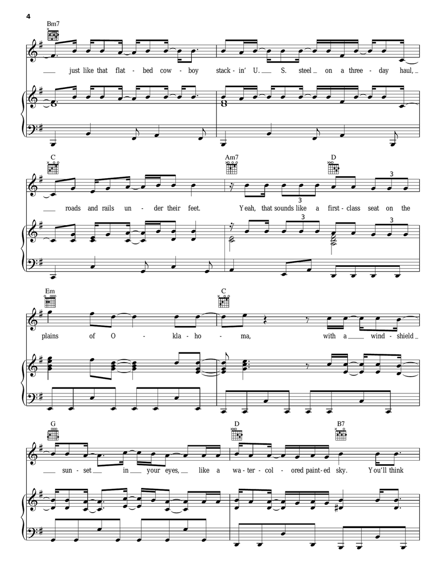 Fly Over States Piano, Vocal, Guitar scores gallery preview page 4