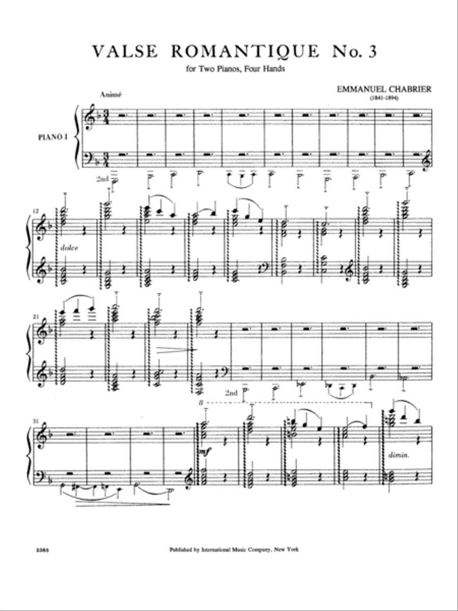 Valse Romantique No. 3 Valse Romantique No. 3 Piano Duet scores gallery preview page 2