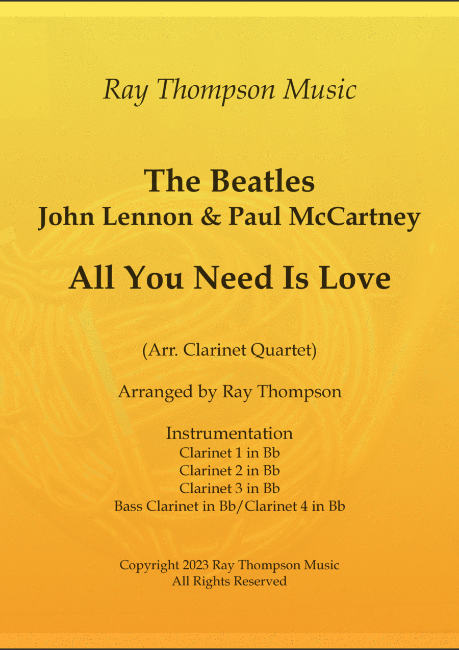 All You Need Is Love Clarinet Quartet scores gallery preview page 1