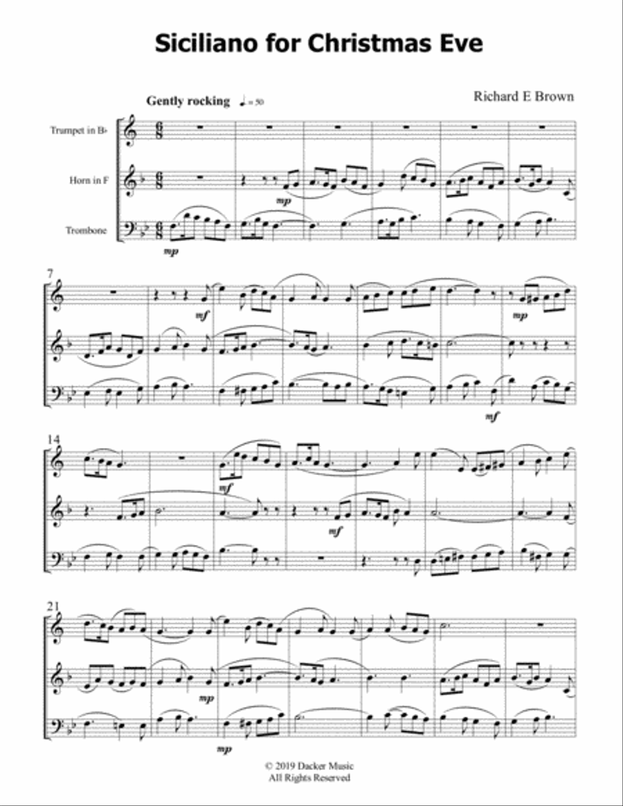 Siciliano for Christmas Eve - Brass Trio Brass Trio scores gallery preview page 2