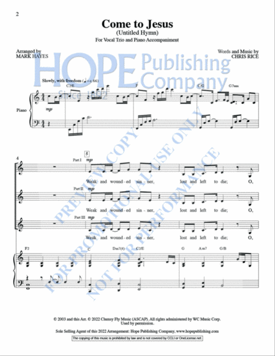 Come to Jesus (Untitled Hymn) Women's Choir scores gallery preview page 3