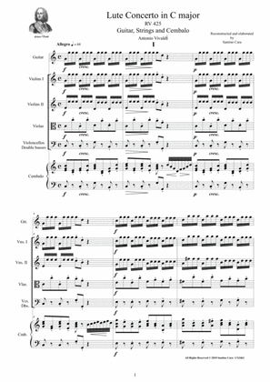 Vivaldi - Lute Concerto in C major RV 425 for Guitar, Strings and Cembalo