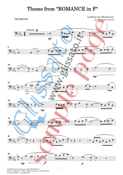 Theme from "Romance in F" easy for Trombone/Euphonium b.c. and Piano image number null