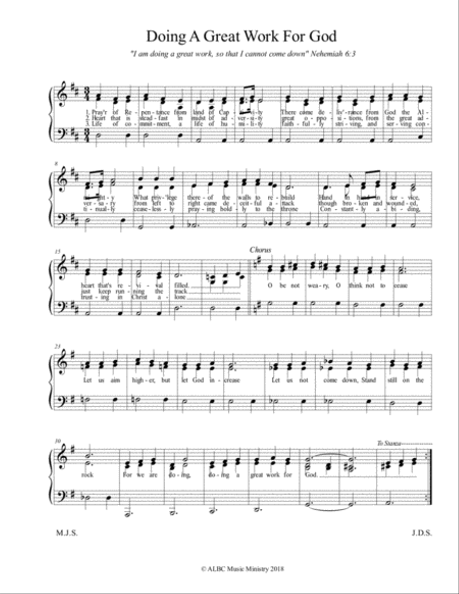 Doing A Great Work Piano Solo scores gallery preview page 1