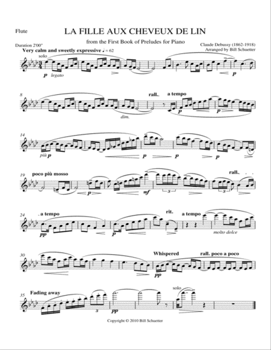 La fille aux cheveux de lin Woodwind Quintet scores gallery preview page 4