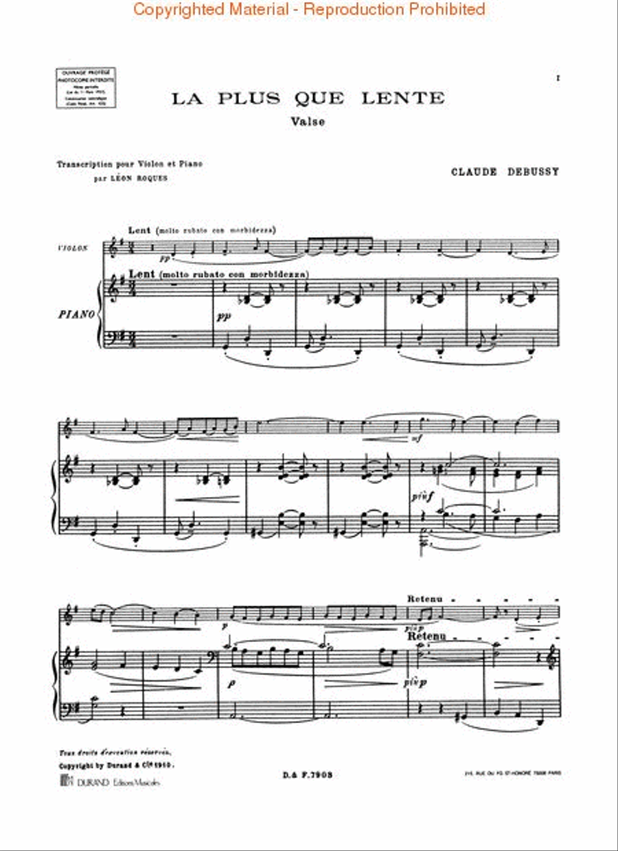 La Plus que Lente Violin Solo scores gallery preview page 3