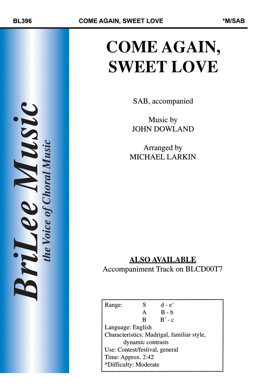Come Again, Sweet Love 3-Part scores gallery preview page 1