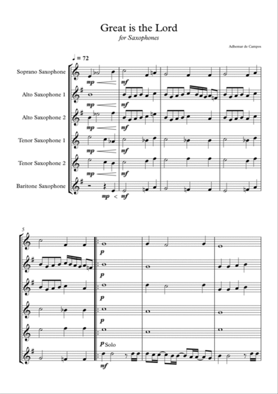 Great is the Lord Great is the Lord Woodwind Quartet scores gallery preview page 2