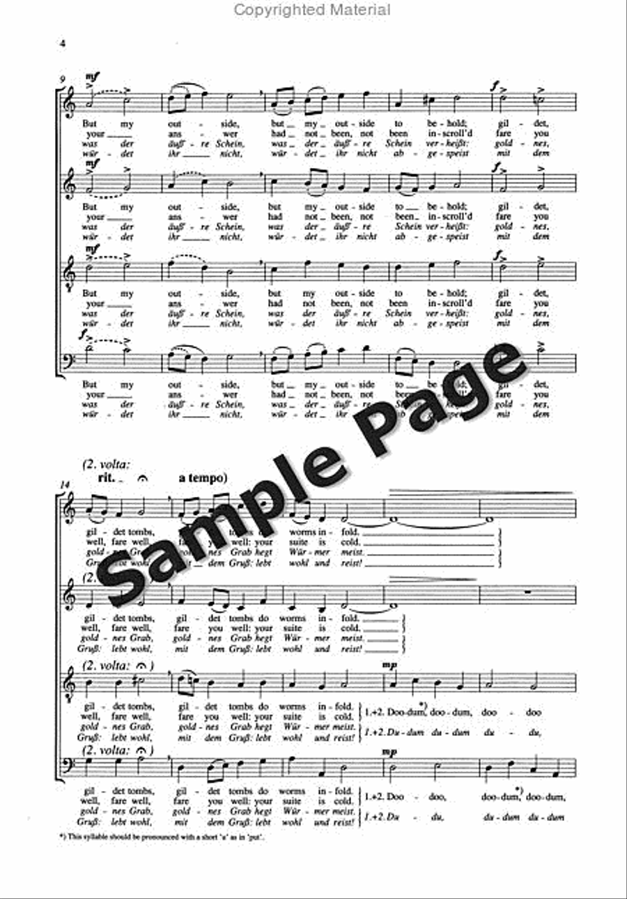 Songs 7 Shakespeare Comedies#5-6 4-Part scores gallery preview page 4