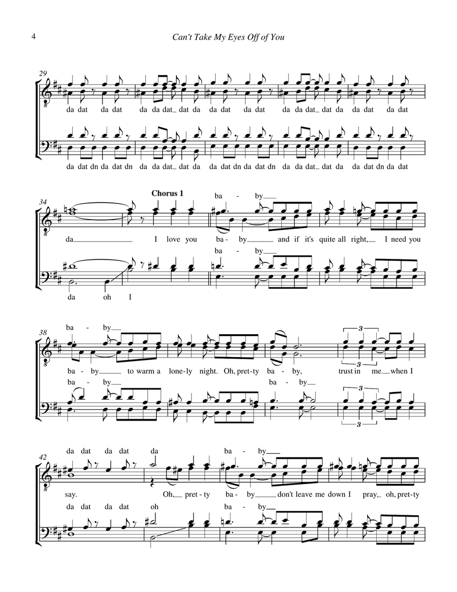 Can't Take My Eyes Off Of You TTBB scores gallery preview page 4