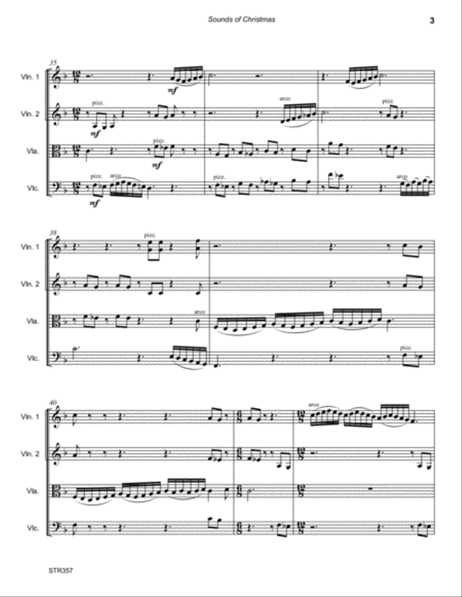 SOUNDS OF CHRISTMAS (medley of 4 carols) - STRING QUARTET (or 3 Violins & Cello) String Quartet scores gallery preview page 3