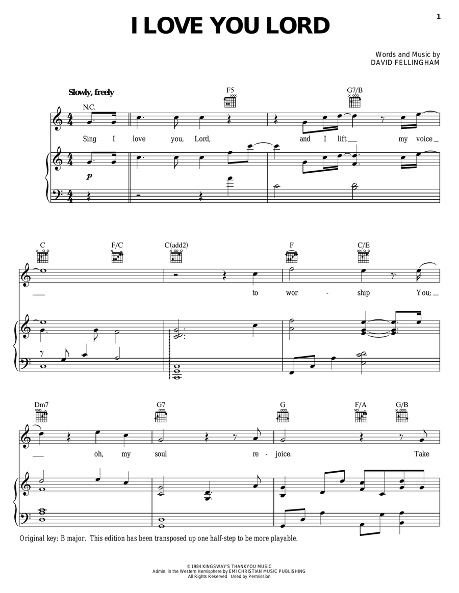 I Love You Lord I Love You Lord Piano, Vocal, Guitar scores gallery preview page 1