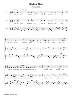 Kindlein Mein for alto, tenor and guitar