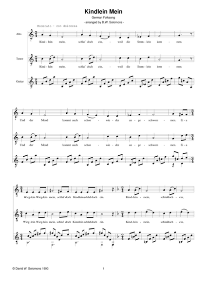 Kindlein Mein for alto, tenor and guitar image number null