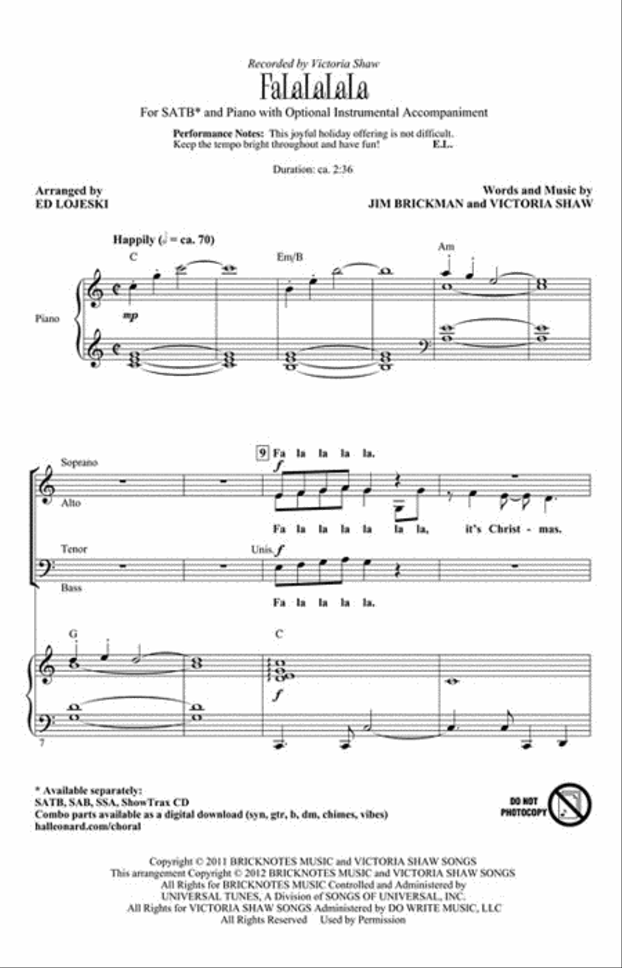 FaLaLaLaLa FaLaLaLaLa 4-Part scores gallery preview page 2