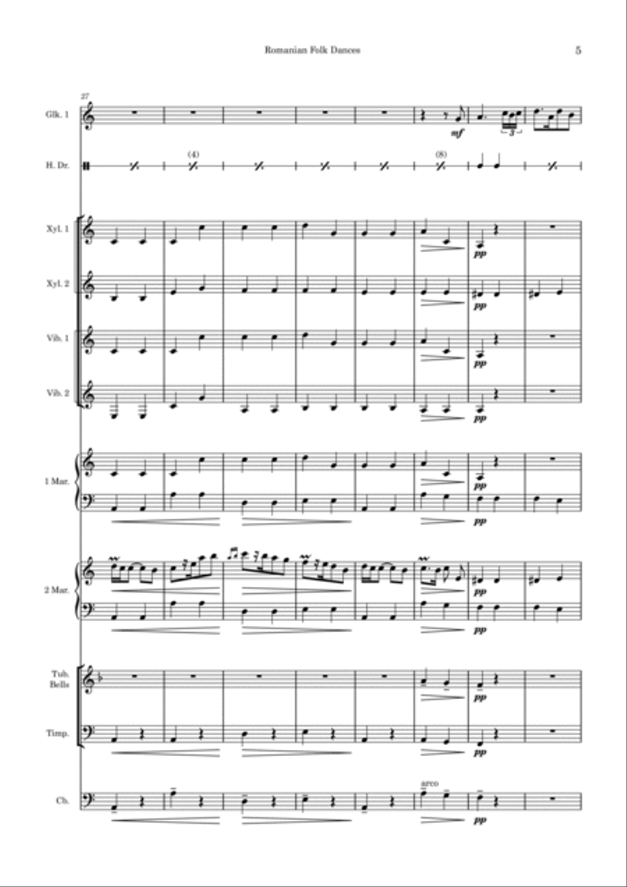 Romanian Folk Dances Percussion Ensemble scores gallery preview page 5