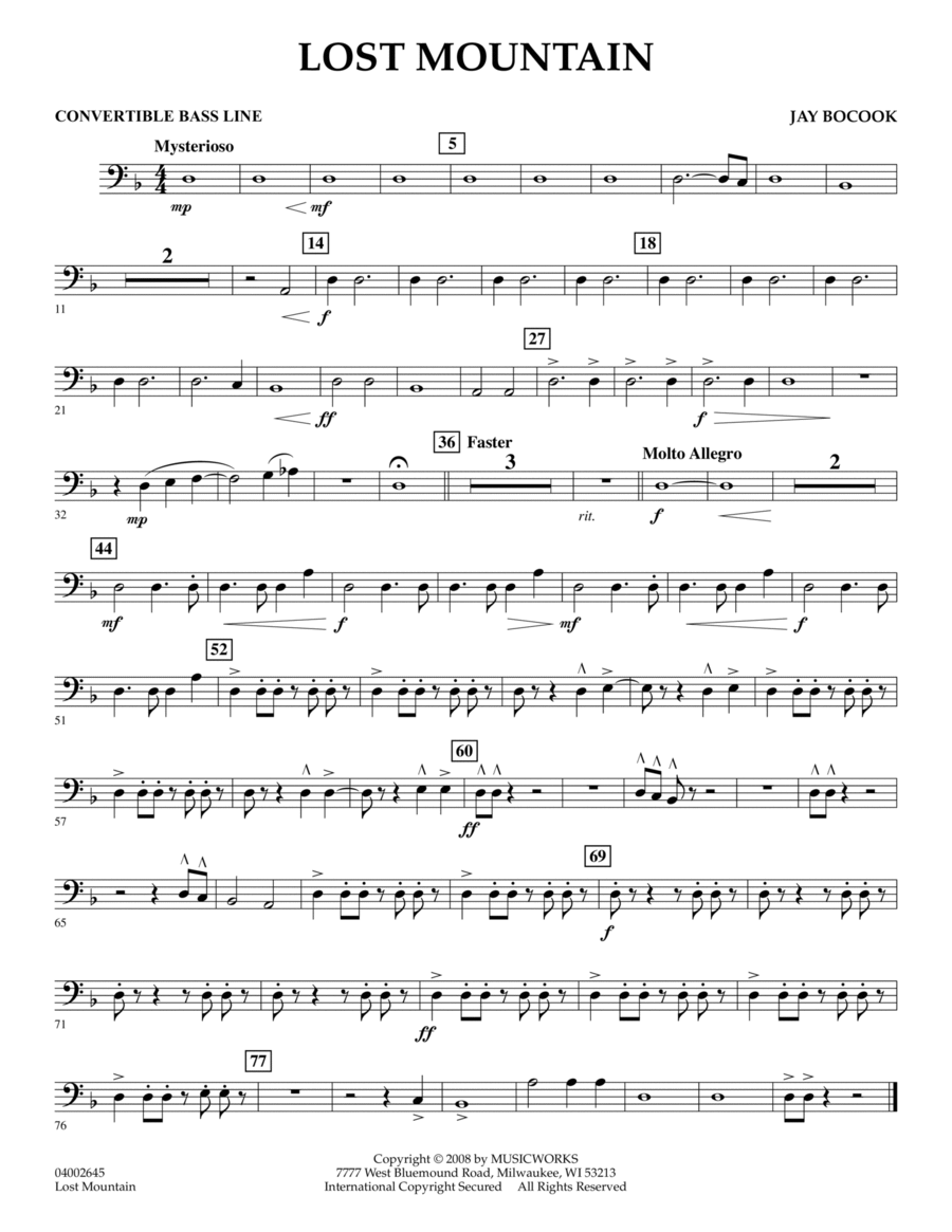Lost Mountain - Convertible Bass Line Concert Band scores gallery preview page 1