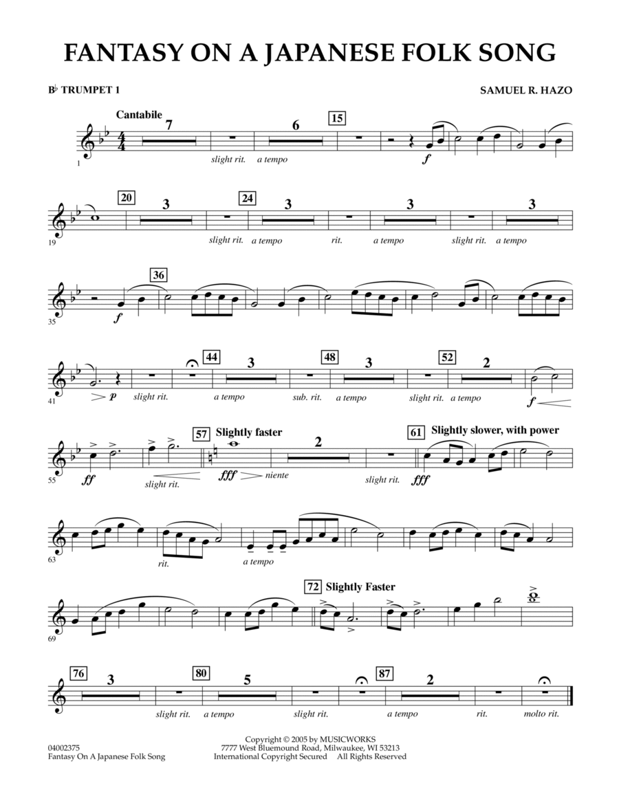 Fantasy On A Japanese Folk Song - Bb Trumpet 1 B-Flat Trumpet scores gallery preview page 1