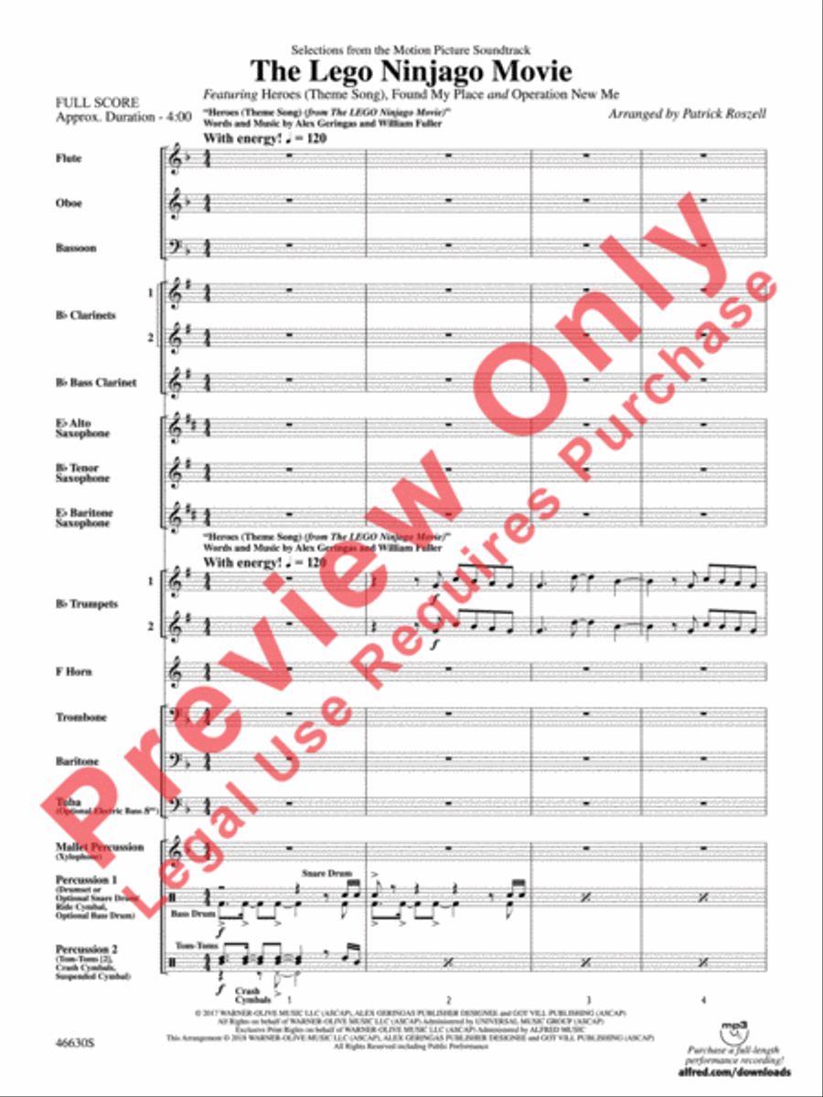 The LEGO Ninjago Movie: Selections from the Motion Picture Soundtrack Concert Band scores gallery preview page 4