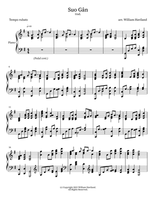 Suo Gân 'Sleep my darling' [arr. for solo piano]