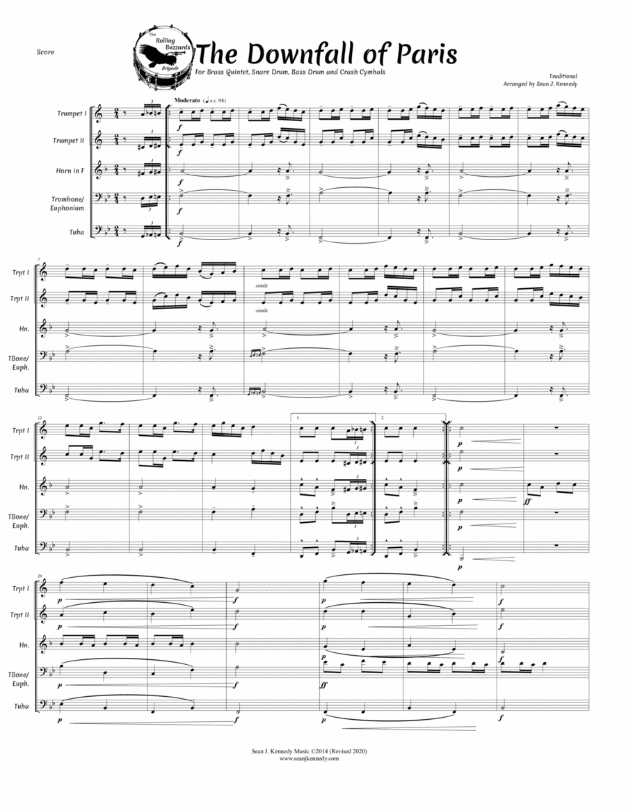The Downfall of Paris for Brass Quintet Brass Quintet scores gallery preview page 1