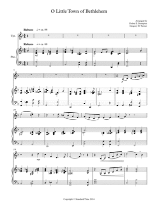 Book cover for O Little Town of Bethlehem for Trumpet with Piano Accompaniment