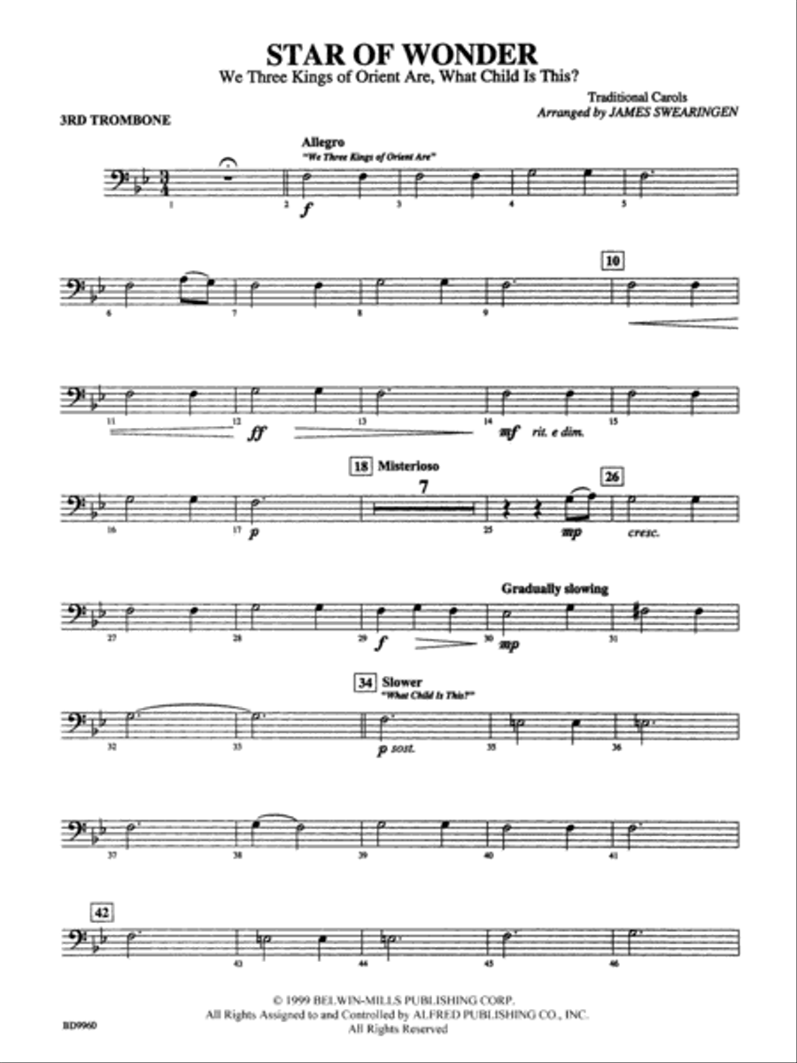 Star of Wonder: 3rd Trombone Concert Band scores gallery preview page 1