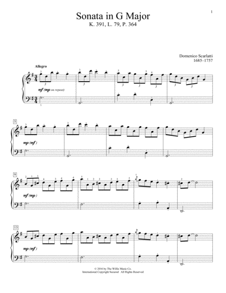 Sonata In G Major, K. 391, L. 79, P. 364