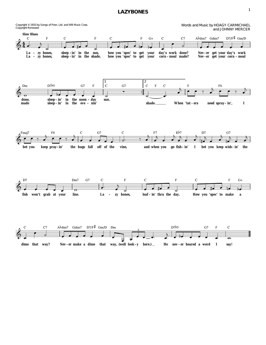 Lazybones Electric Guitar scores gallery preview page 1