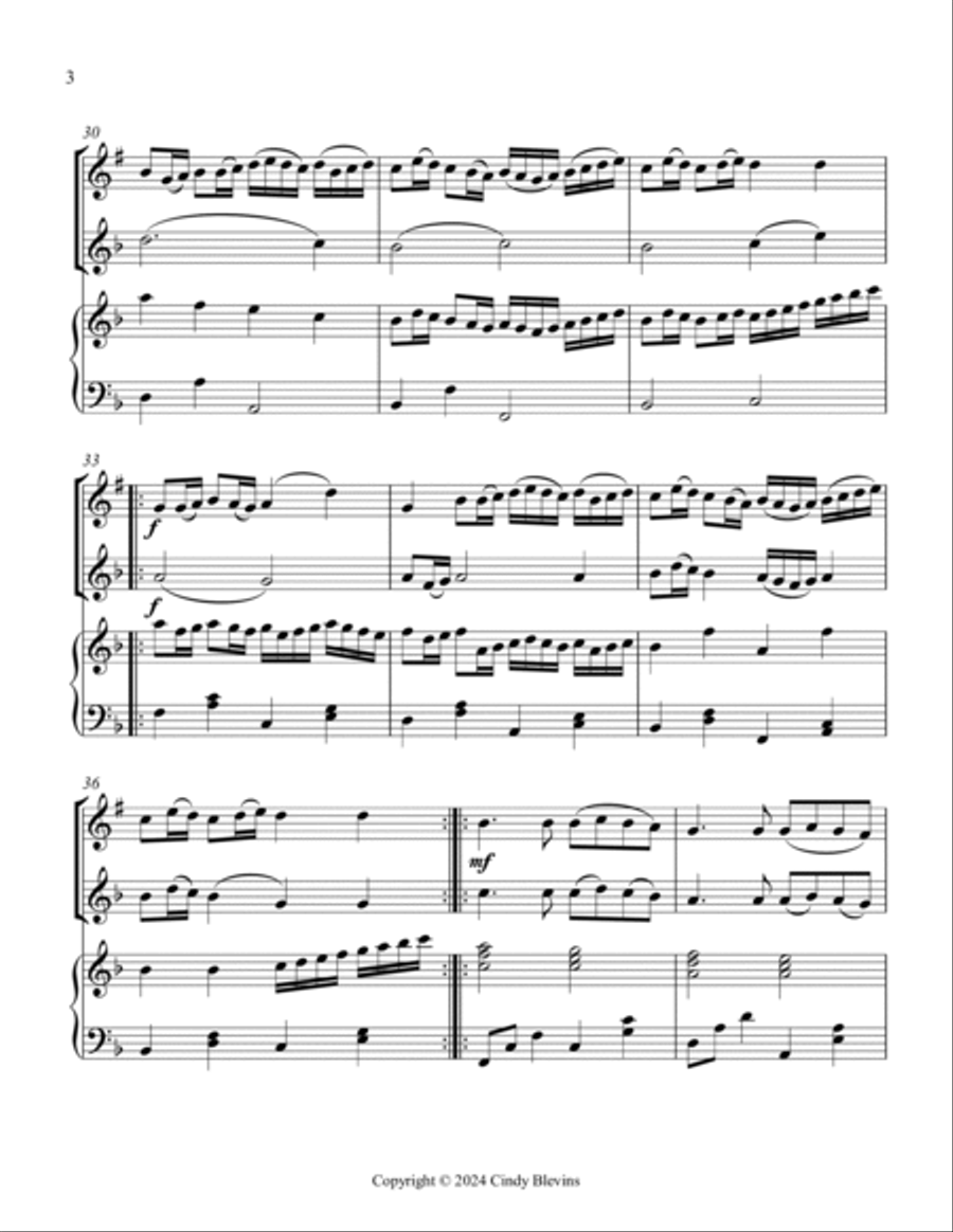 Pachelbel's Canon, for Piano, Clarinet and Violin Small Ensemble scores gallery preview page 4
