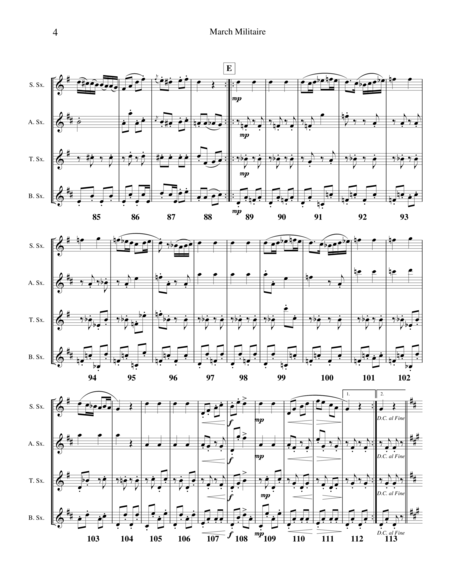Marche Militaire, op. 51, No. 1 for Saxophone Quartet image number null