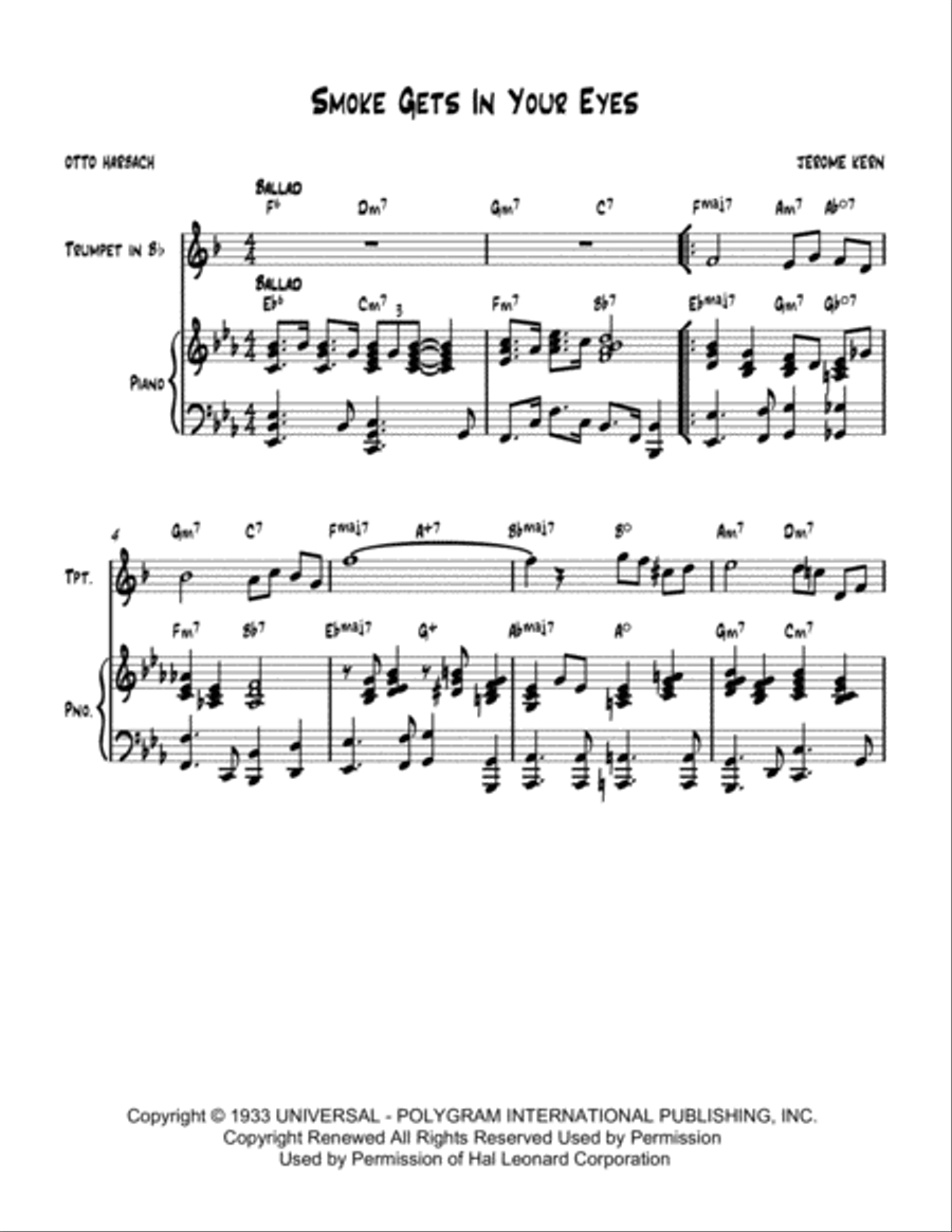 Smoke Gets In Your Eyes Trumpet Solo scores gallery preview page 1
