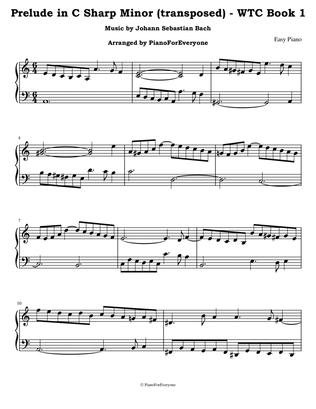 'Prelude in C Sharp Minor' from WTC Book 1 - Bach (Easy Piano)