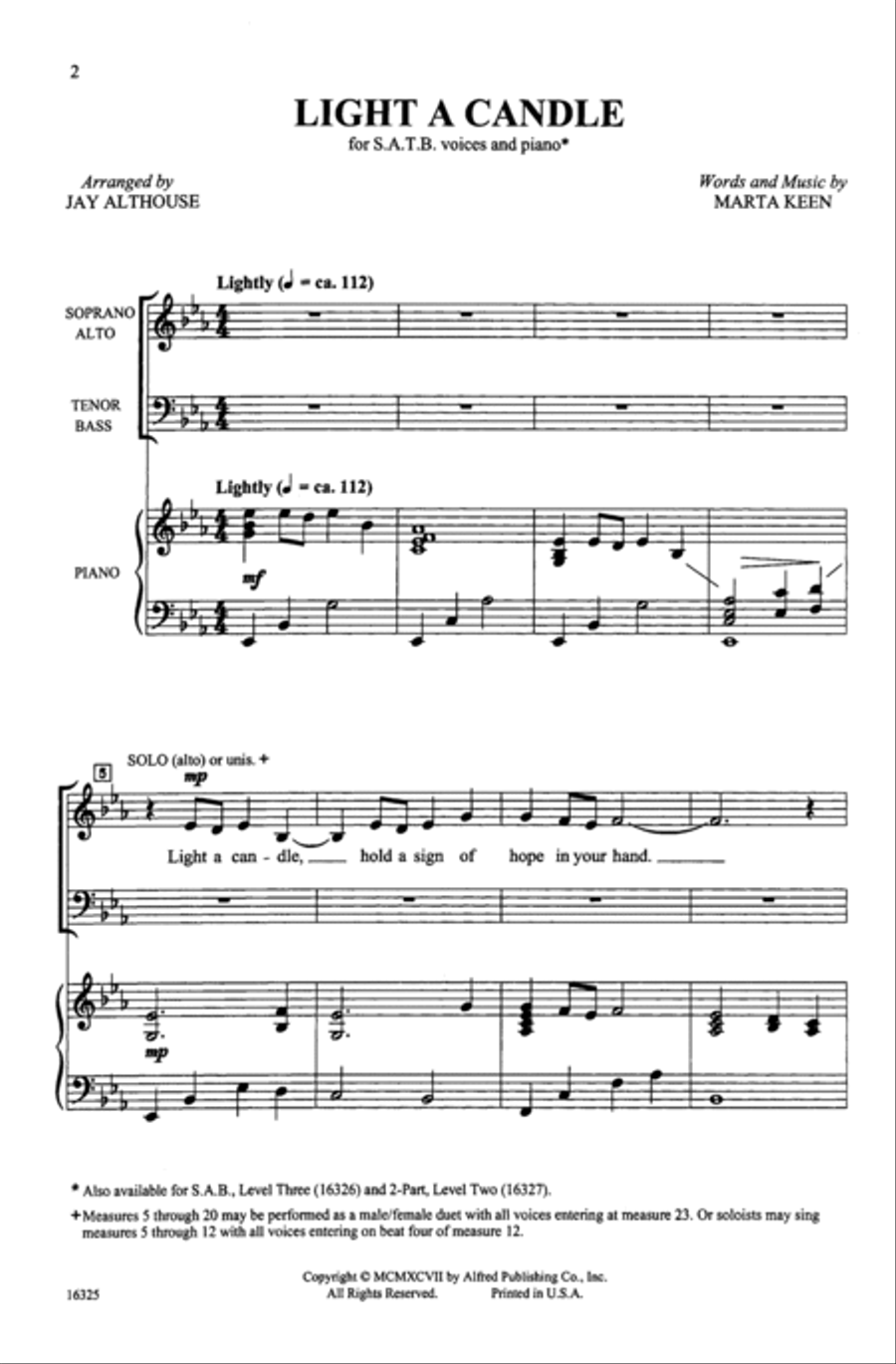 Light a Candle Light a Candle 4-Part scores gallery preview page 9