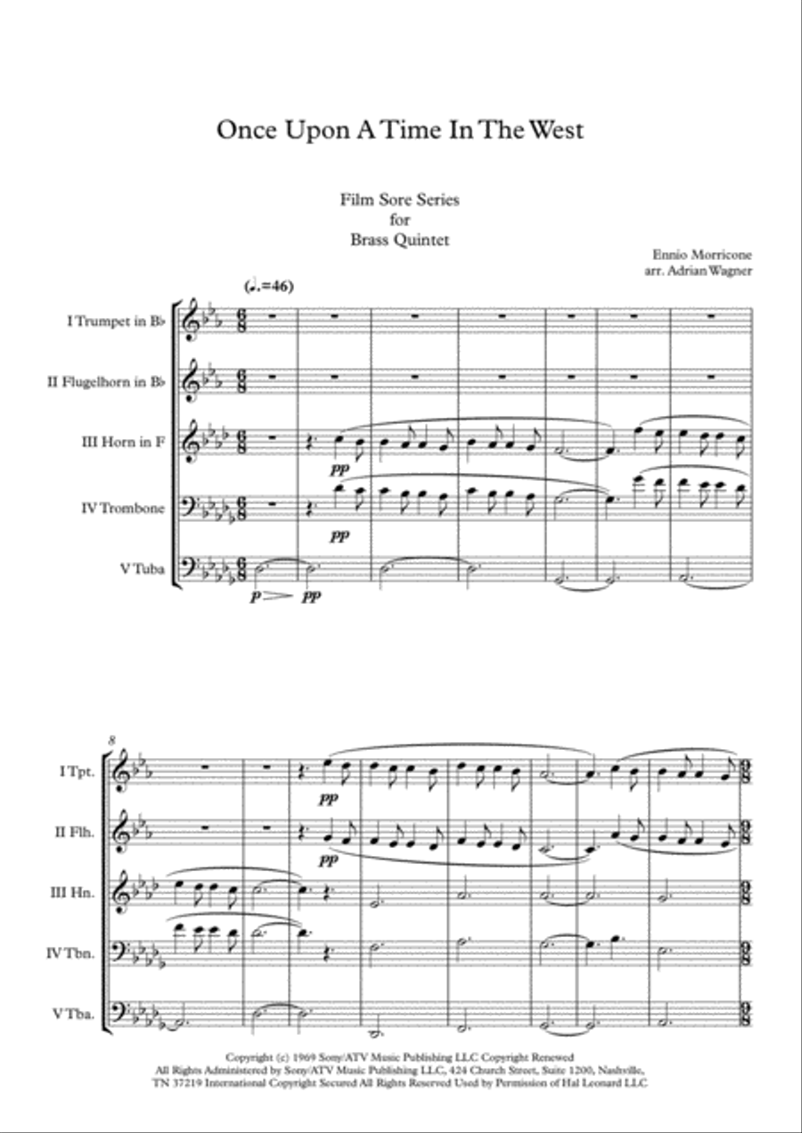 Once Upon A Time In The West from the Paramount Picture ONCE UPON A TIME IN THE WEST Brass Quintet scores gallery preview page 3