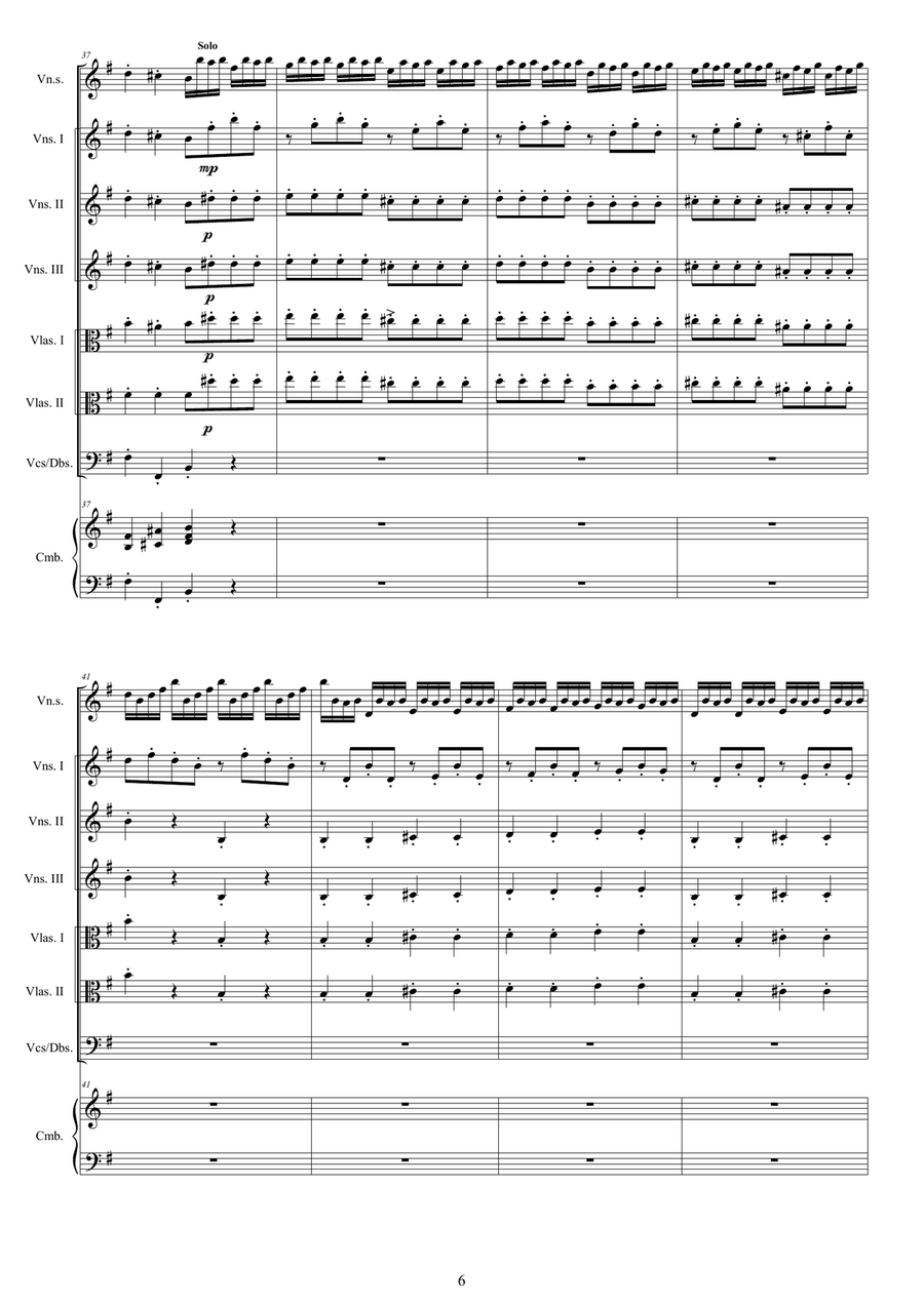 Vivaldi - Violin Concerto in G major RV 310 Op.3 No.3 for Violin solo, Strings and Continuo Chamber Orchestra scores gallery preview page 6