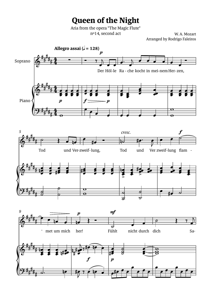 Queen of the Night (aria) - for SOPRANO in G# minor Chamber Music scores gallery preview page 1