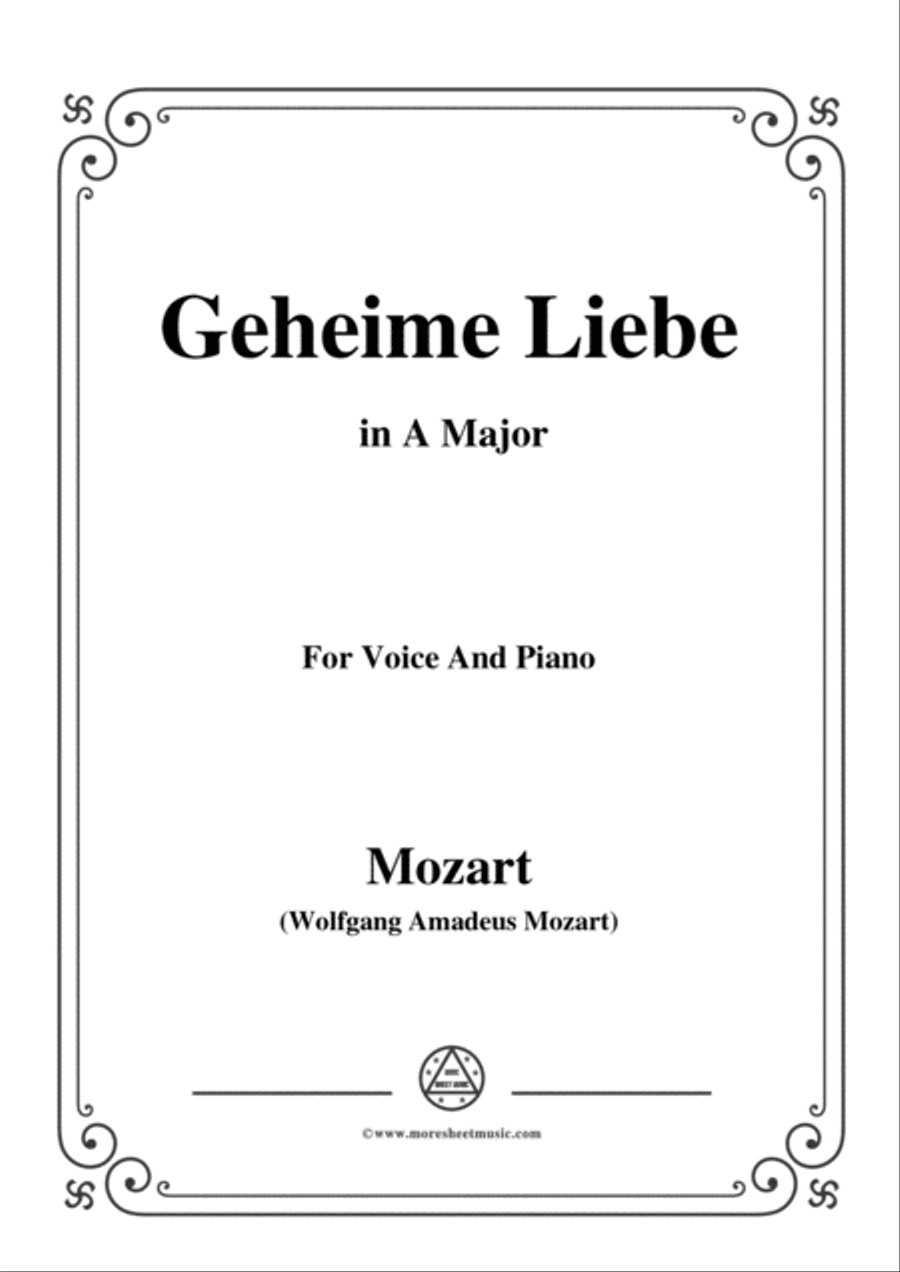 Mozart-Geheime Liebe,in A Major,for Voice and Piano Voice Solo scores gallery preview page 1