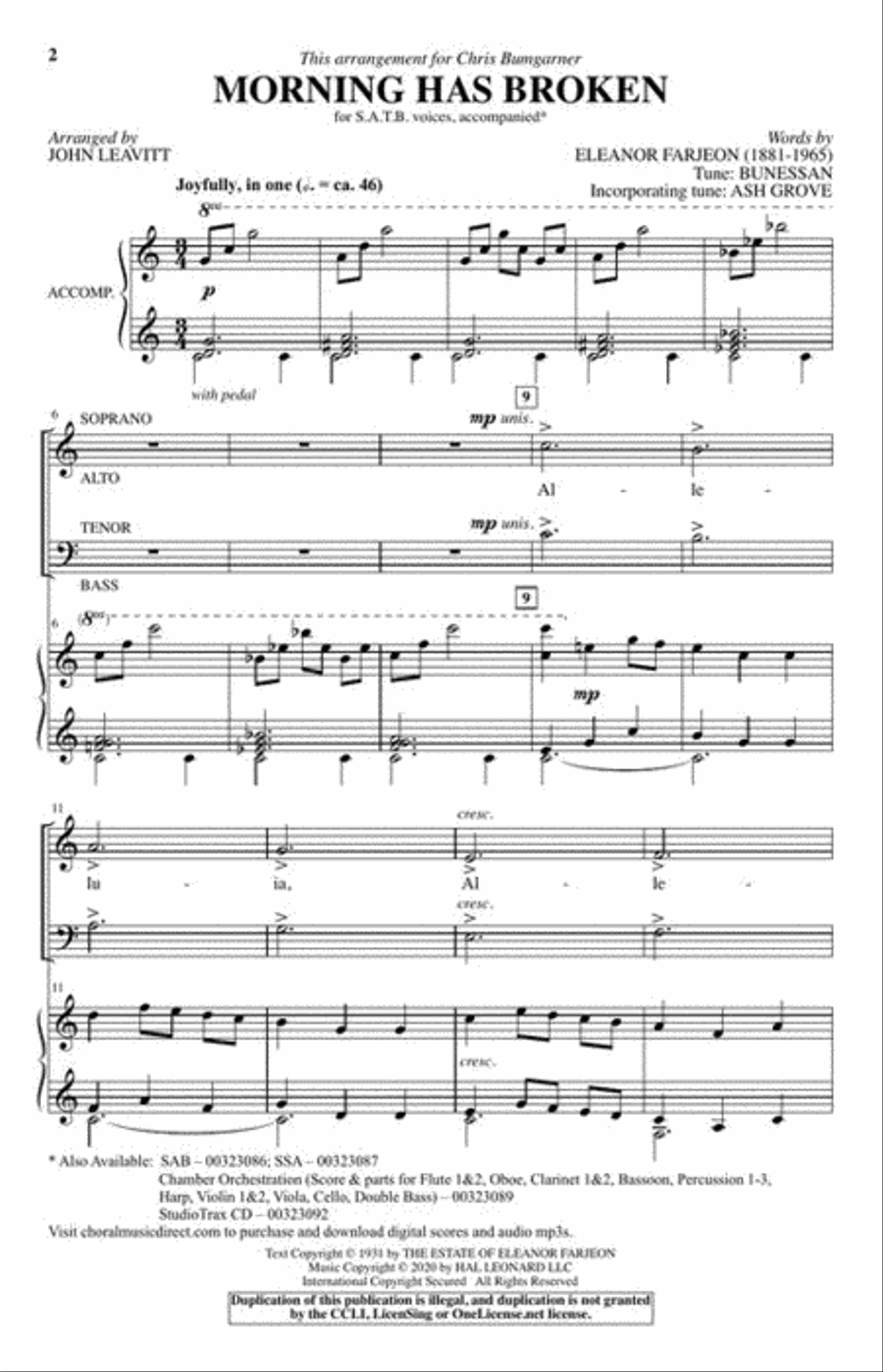 Morning Has Broken 4-Part scores gallery preview page 3