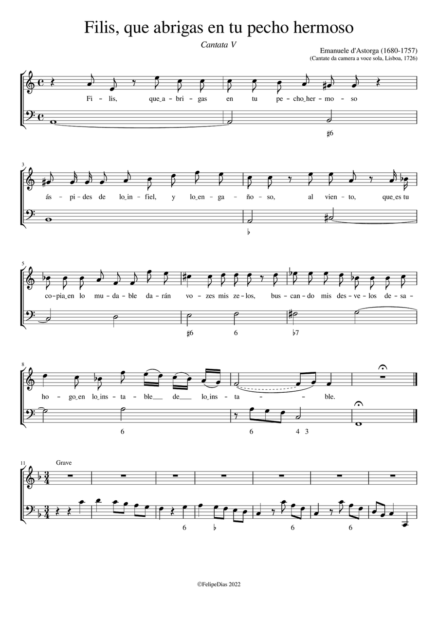 Filis que abrigas en tu pecho hermoso Voice Solo scores gallery preview page 1