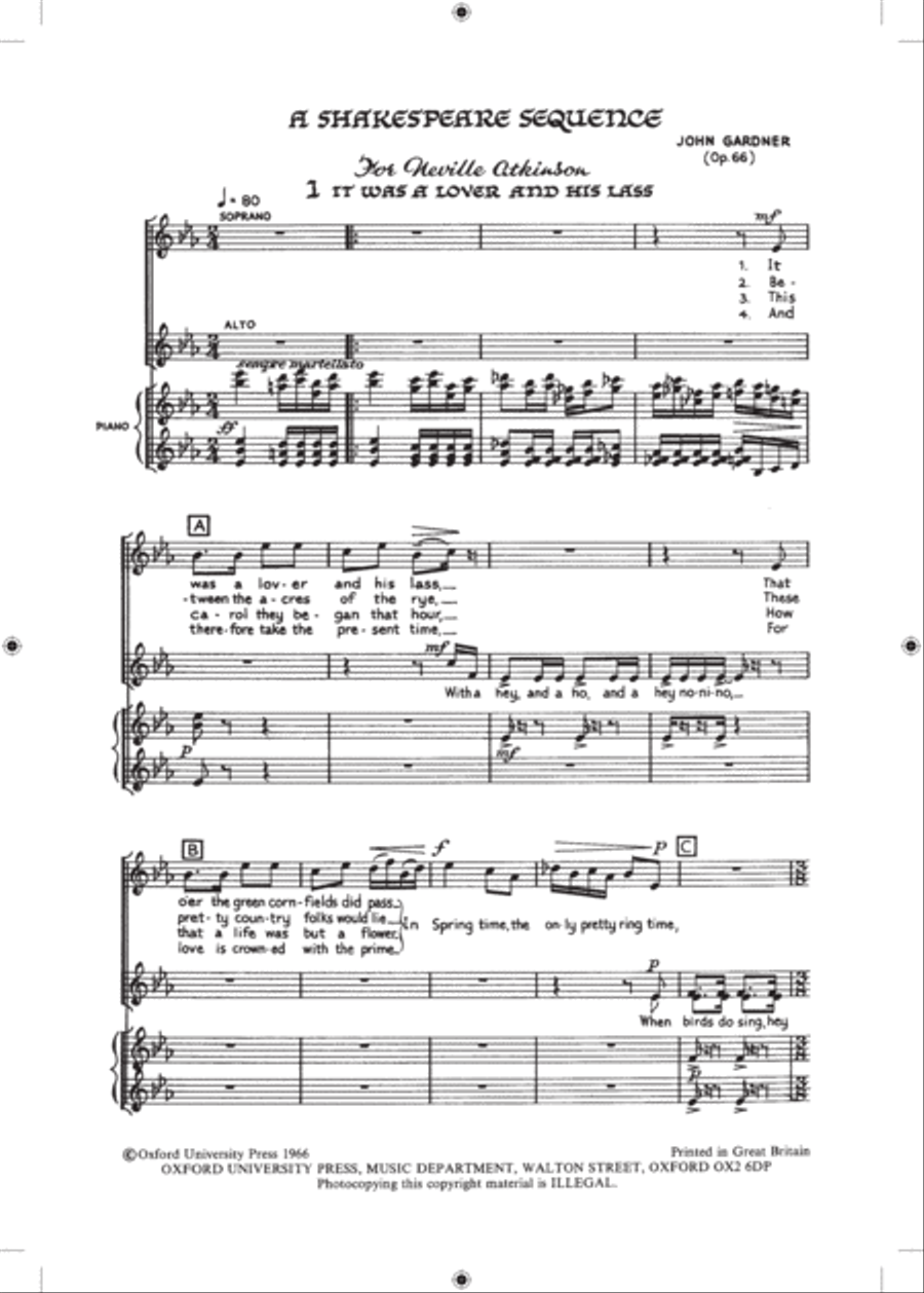 A Shakespeare Sequence SSAA scores gallery preview page 2