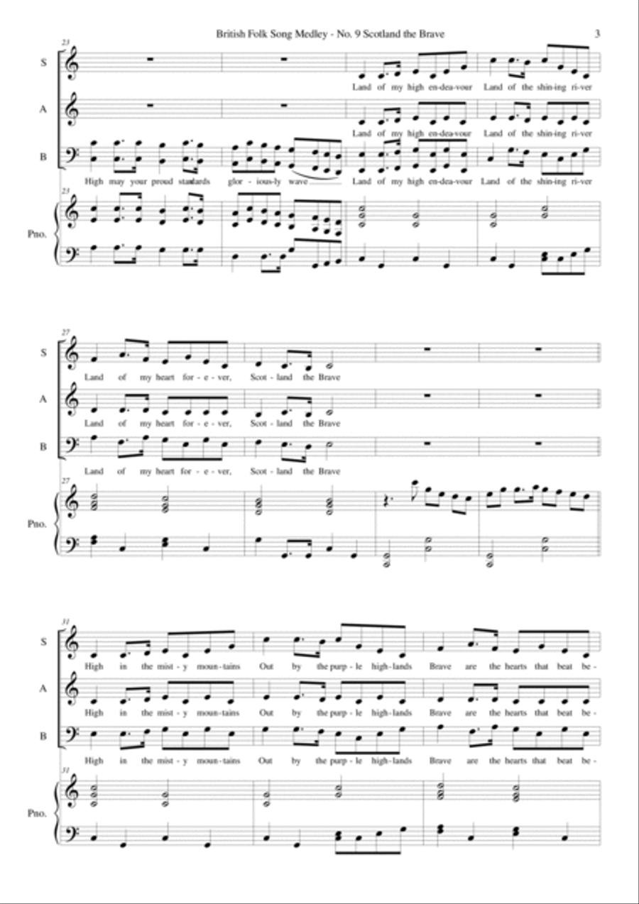 Scotland the brave for SAB choir and piano 3-Part scores gallery preview page 3